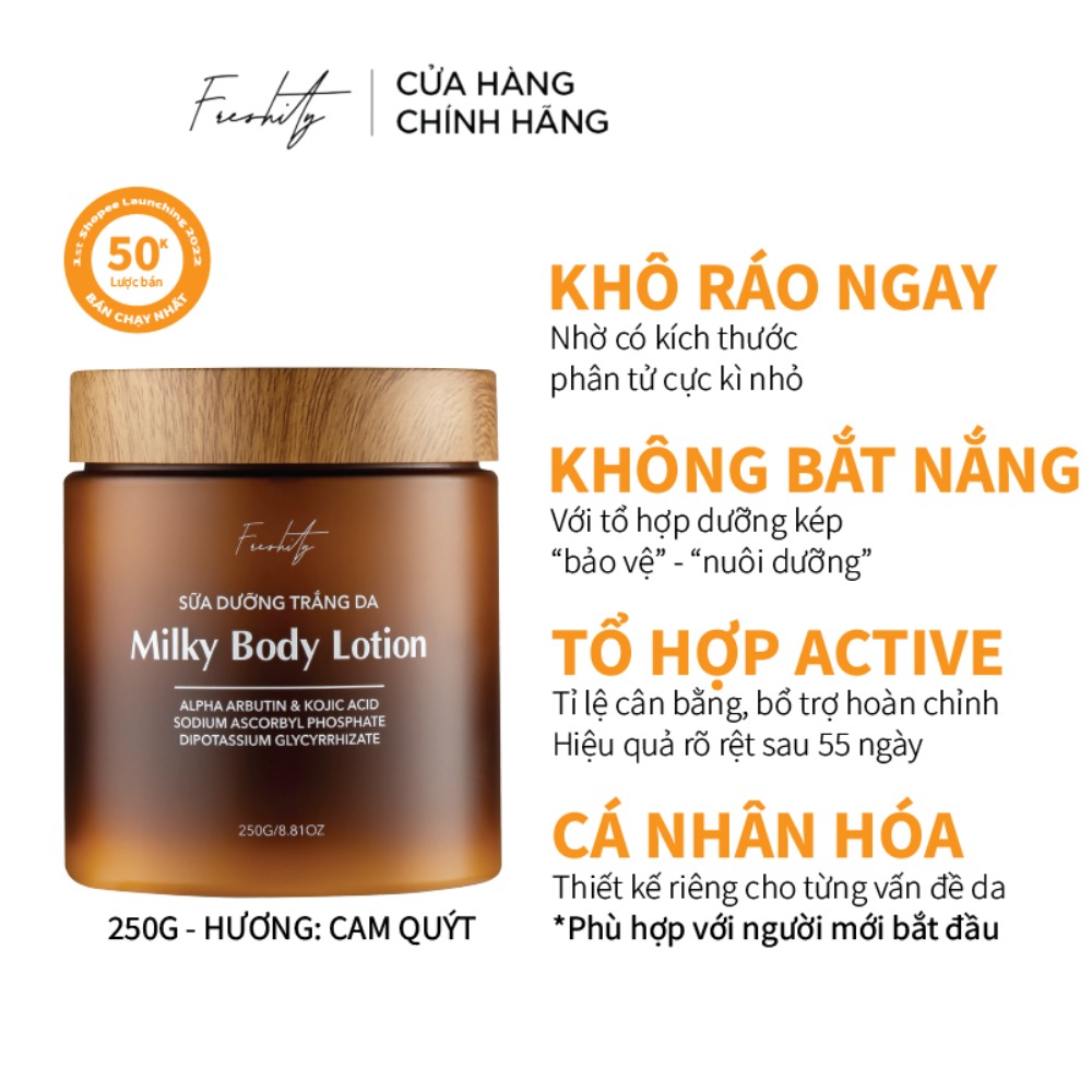 [QUÀ TẶNG KHÔNG BÁN] Sữa dưỡng trắng da milky body lotion Freshity 250g