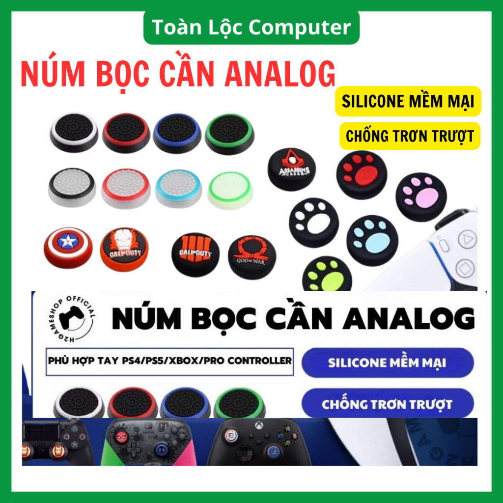 Núm bọc cần Analog tay cầm PS4/PS5/XBOX/Pro Controller Silicone Bảo vệ Cover Analog Controller nắp dạ quang 2 đầu
