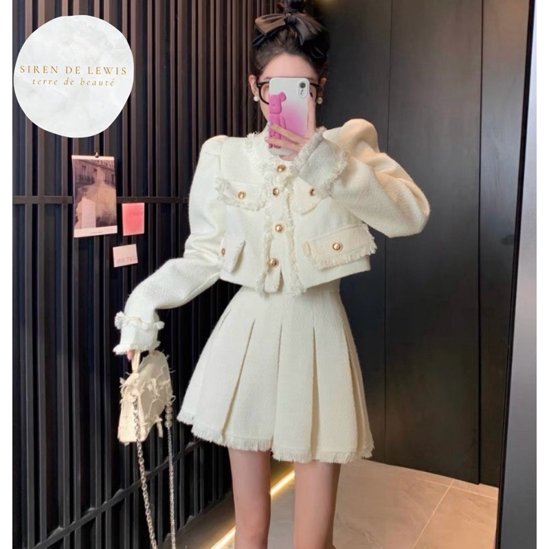 Set Dạ Tweed Tua Cao Cấp