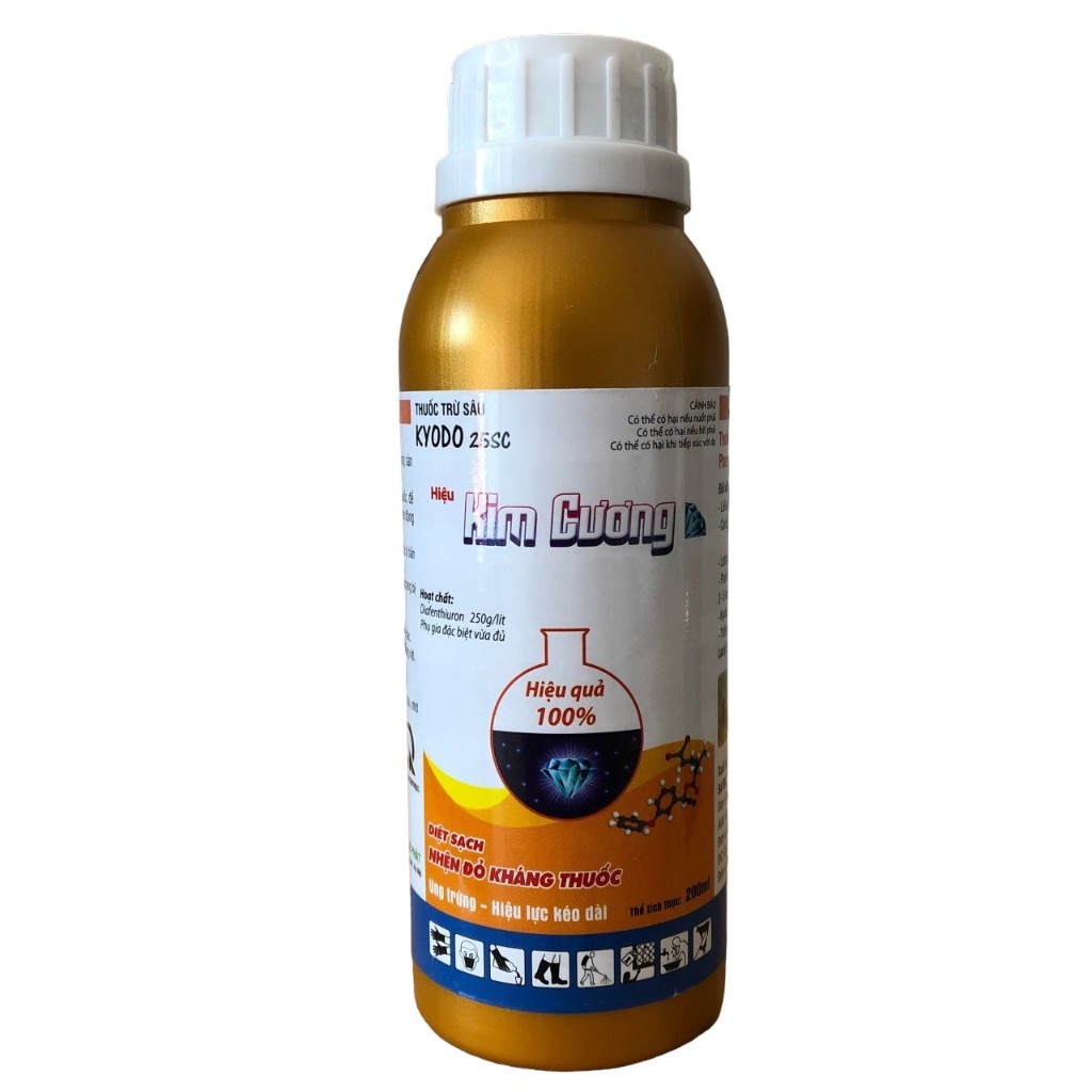 Thuốc trừ nhện Kyodo 25SC chai 200ml hiệu Kim Cương biểu tượng bóng đèn, diệt sạch nhện đỏ đã kháng thuốc, mát với cây.