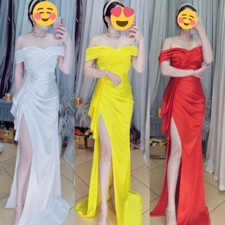 đầm dạ hội body trễ vai xếp ly dự tiệc sang trọng