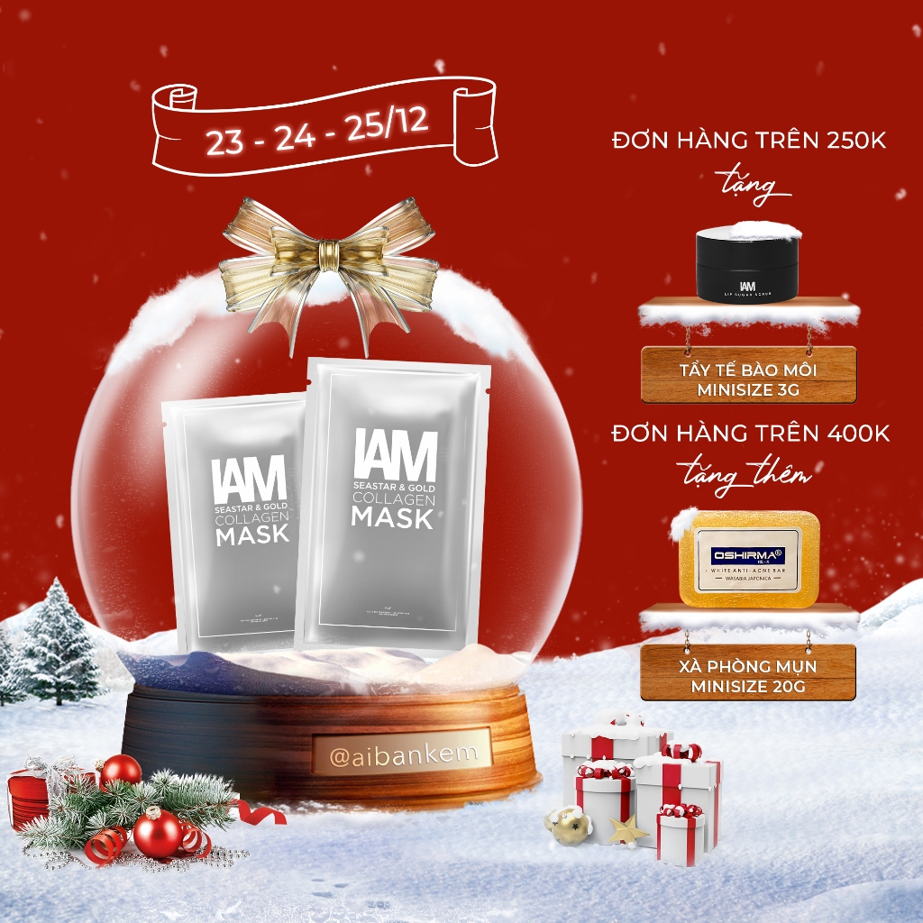 Mặt Nạ V-line Cấp Ẩm, Làm Sáng Và Đều Màu Da - IAM Seastar And Gold Collagen Mask 25G