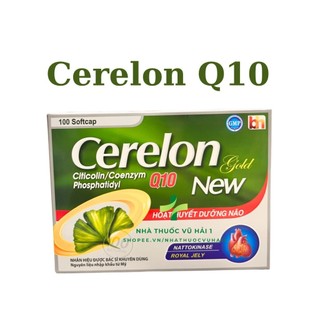 Viên bổ não Cerelon Gold Q10 New (hộp 100 viên) Tăng cường tuần hoàn máu não