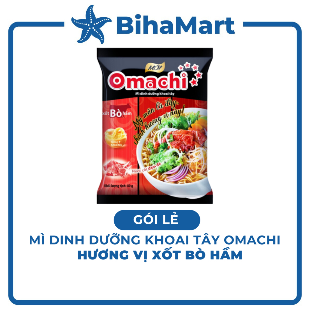 [GÓI LẺ] - MASAN - Mì Omachi GÓI hương vị Xốt Bò Hầm - Mì ăn liền khoai tây Omachi Sốt Bò Hầm (80g/gói)