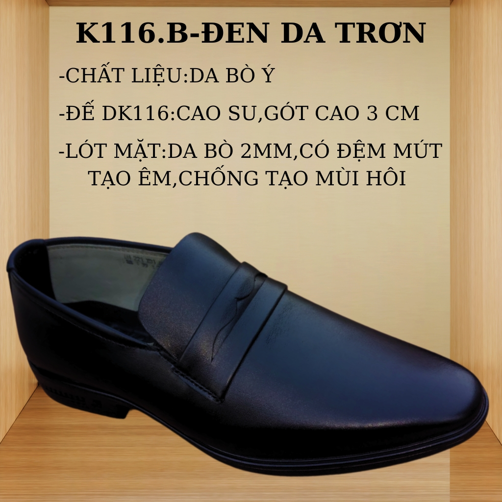 Giày lười da nam mã K116,giày da nam công sở cao cấp,hàng việt nam thượng hạng,chất da bò nhập khẩu màu đen,nâu,navy