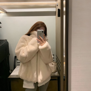 Áo Khoác Lông Thỏ Mượt Chất Liệu Lông Mềm Mịn 2 Lớp Dày Dặn Form Dáng Rộng Thời Trang Unisex Hàn Quốc Cực Hottrend 2024