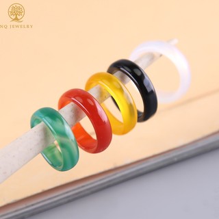 Nhẫn đá mã não bản 5mm - NQ Jewelry