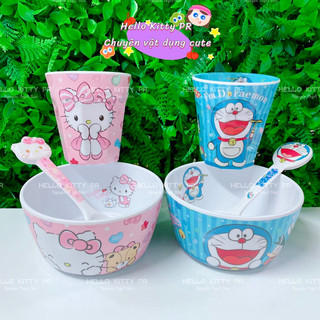Combo ly muỗng chén lớn Hello Kitty - Doraemon