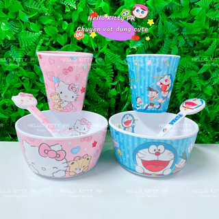 🌸𝐓𝐀̣̆𝐍𝐆 𝐐𝐔𝐀̀🌸 COMBO Ly Muỗng Chén lớn Hello Kitty - Doraemon