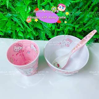 🌸𝐓𝐀̣̆𝐍𝐆 𝐐𝐔𝐀̀🌸 COMBO Ly Muỗng Chén lớn Hello Kitty - Doraemon
