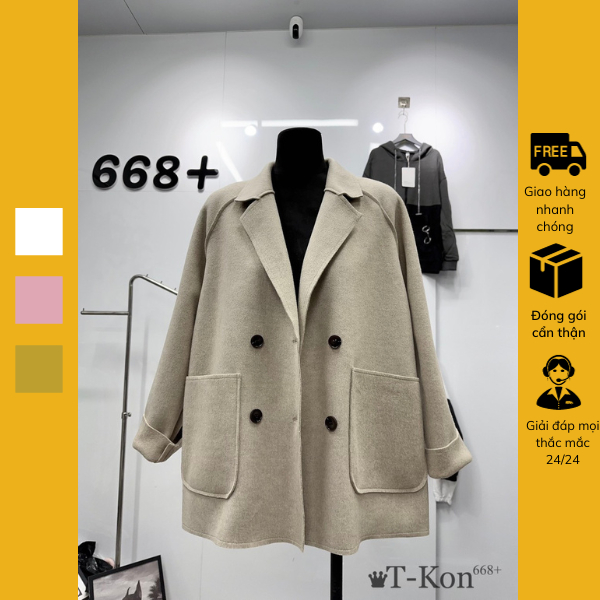 Áo khoác dạ blazer màu trơn form rộng dáng vừa mã ANM668