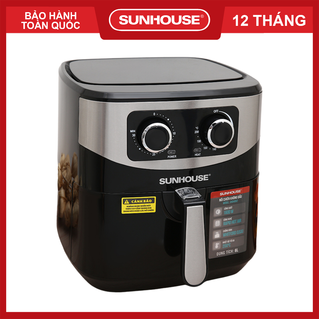 Nồi chiên không dầu 6L SUNHOUSE SHD4062 - Bảo hành chính hãng 12 tháng