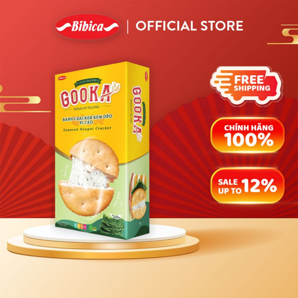 Bánh Gooka Cracker Nougat Filling Vị Tảo Biển Bibica