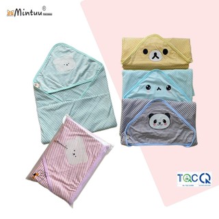 Chăn choàng ủ cho bé sơ sinh chất liệu visco sọc dẻo, thương hiệu MINTUU - 8041
