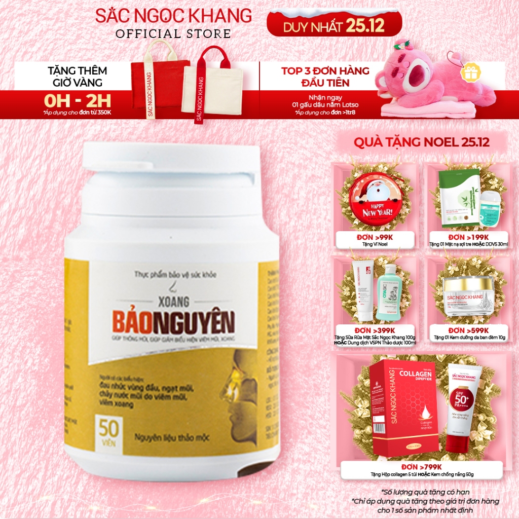 Viên uống hổ trợ thông mũi, dị ứng XOANG Bảo Nguyên Sắc Ngọc Khang [Hộp 50 viên]
