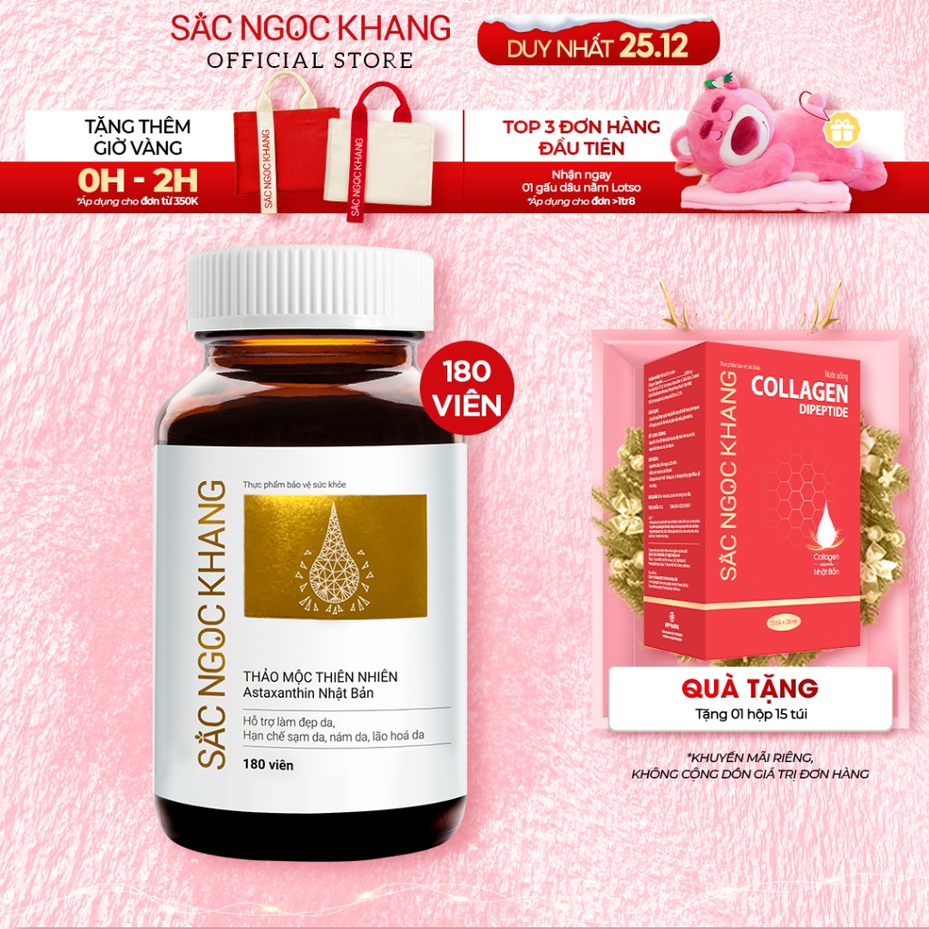 Viên Uống Đẹp Da - Chống Lão Hóa - Giảm Nám Sạm Tàn Nhang Sắc Ngọc Khang Vi Tảo Lục [Hộp 180 Viên]