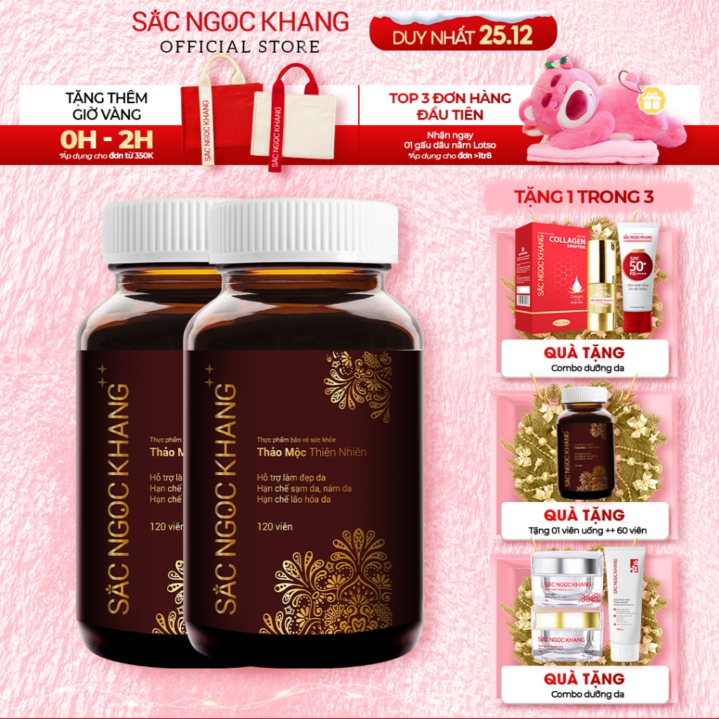 Combo 2 Viên Uống Đẹp Da Sắc Ngọc Khang++  cao cấp giúp chống lão hóa, mờ nám sạm tàn nhang & cân bằng nội tiết tố