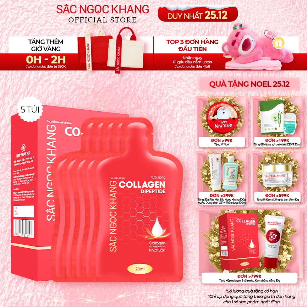 Hộp 5 túi Collagen Nước Dipeptide Sắc Ngọc Khang hấp thu nhanh chống giúp trẻ hóa làn da - săn chắc và sáng mịn da