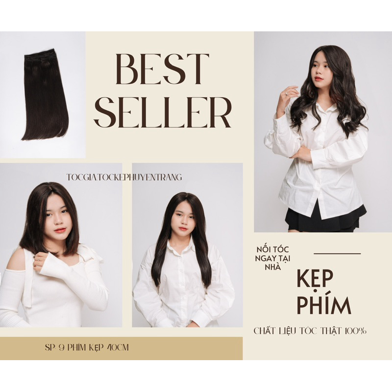 Set kẹp 9 phím chất tóc thật 100%