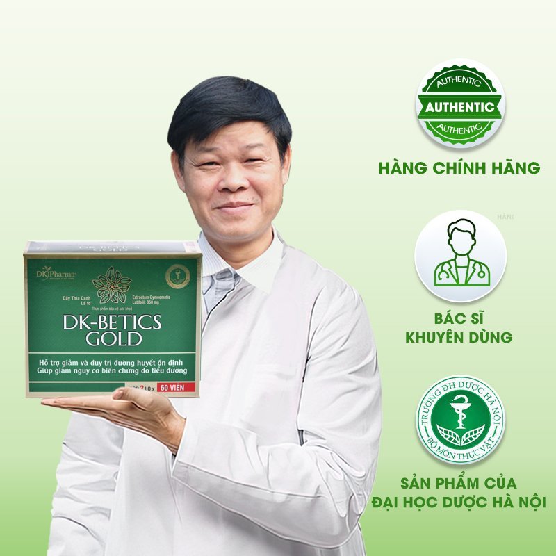 COMBO 2 HỘP- Viên tiểu đường dây thìa canh lá to DK Betics GOLD - DK PHARMA - 1 hộp 120 viên