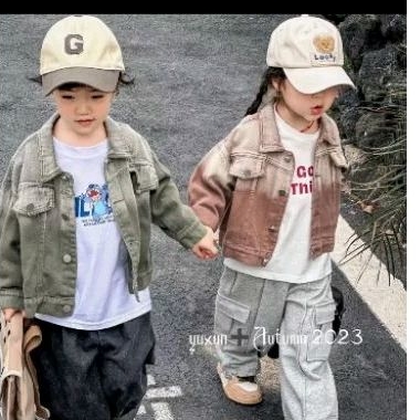 Áo khoác jean mẫu loang cá tính cho bé trai/ gái 8-22kg