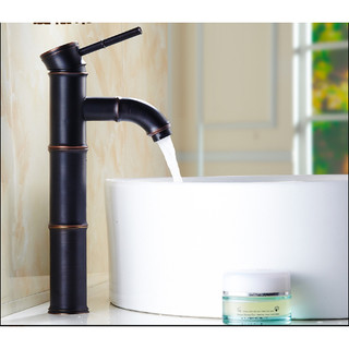Vòi lavabo cao giả cổ nóng lạnh màu đen cao cấp MS3- dùng cho lavabo đặt bàn