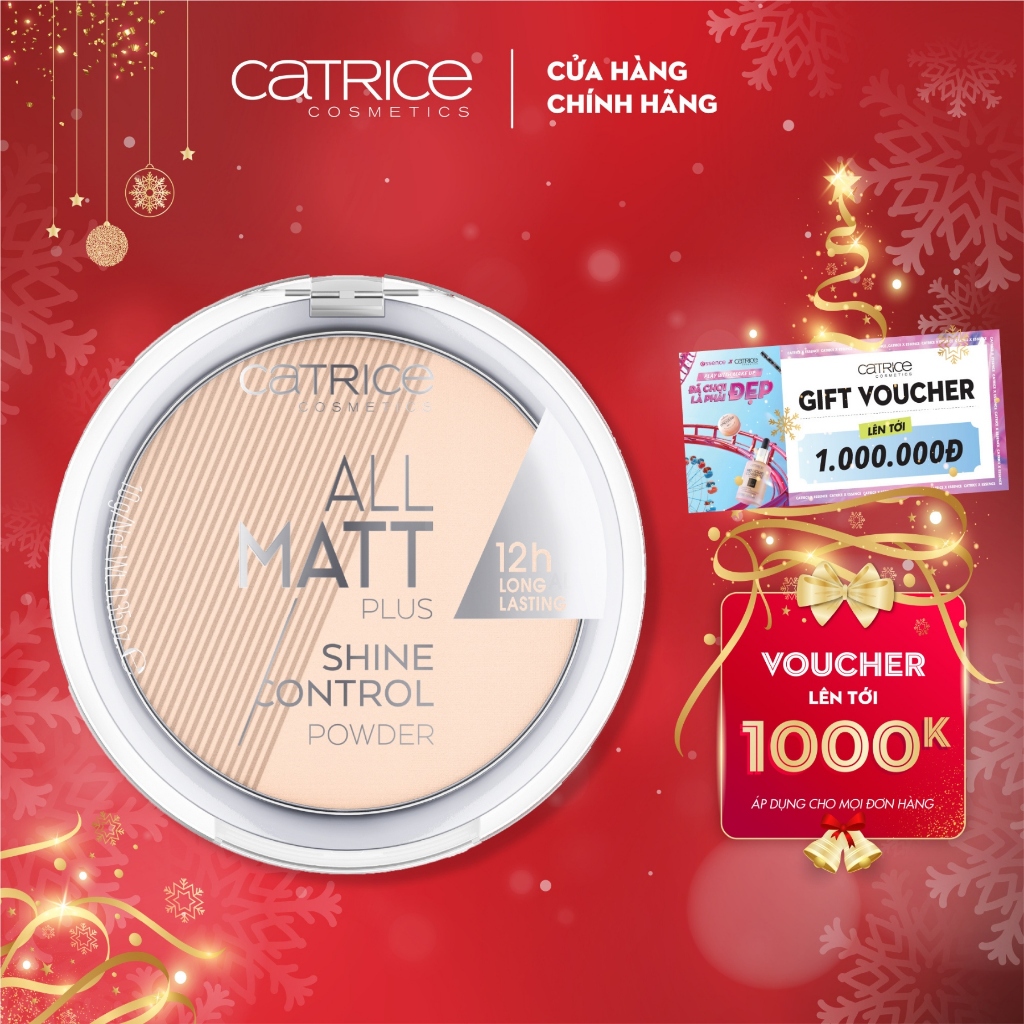 Phấn phủ kiềm dầu Catrice All Matt Plus Shine Control Powder Transparent công thức lâu trôi 10g