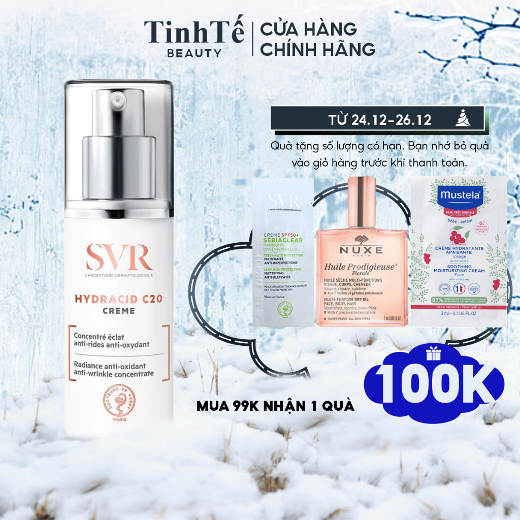 Kem chống nhăn và làm sáng da Vitamin C20 SVR Hydracid C20 Crème 30ml