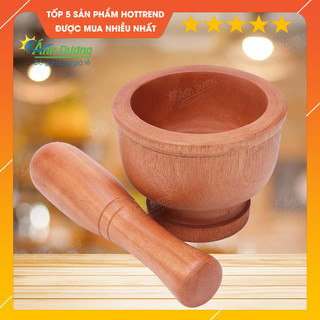 Bộ cối chày gỗ miệng rộng 13 cm - Bộ cối chày giã cầm tay