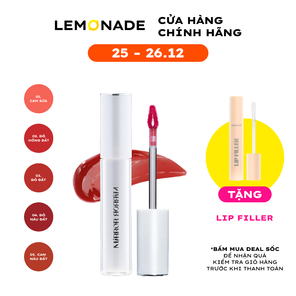Son tint bóng không dính bền màu Lemonade Mirror Mirror Water Tint 4g