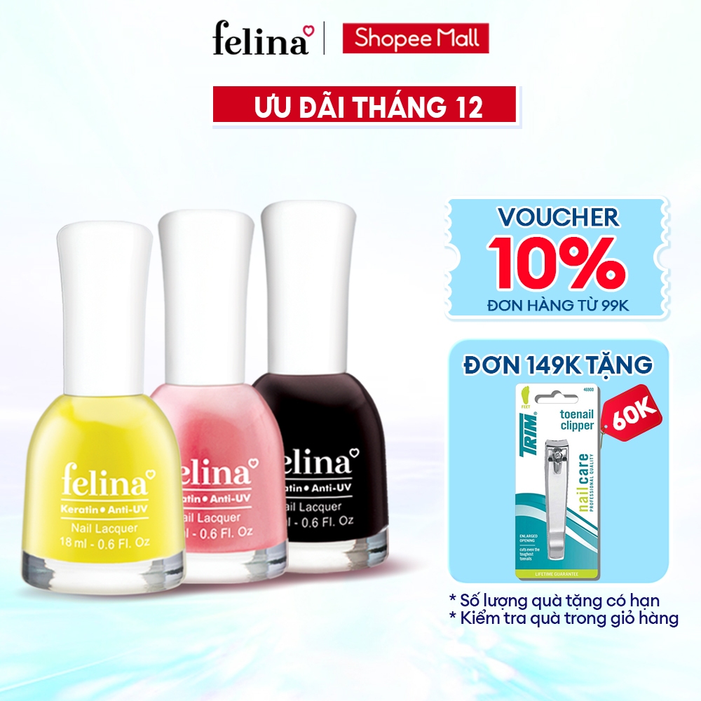 [Mã FRANCIA50 giảm 50% đơn 0] Sơn móng tay Felina 18ml - Màu sắc đa dạng