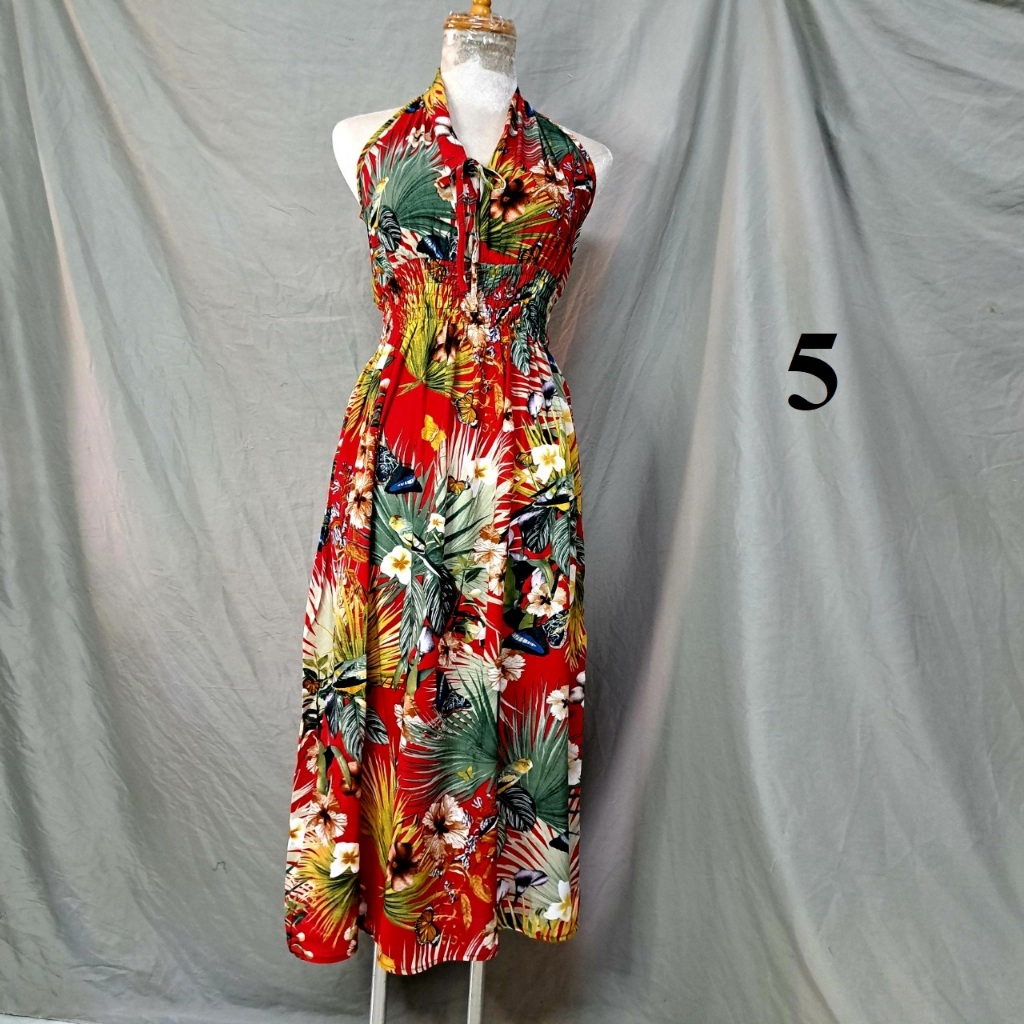 Maxi cổ buộc lanh thái