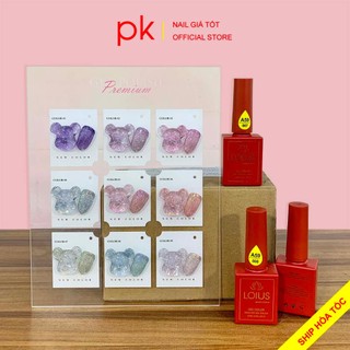 Set sơn gel 9 màu nhũ khổng tước Lotus chai đỏ A59 tặng kèm bảng màu