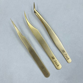 (TẶNG BAO DA) Nhíp nối mi L 45-nhíp tách mi AB LASH-CARO VÀNG_sỉ lẻ dụng cụ nối mi_Quyên Quyên