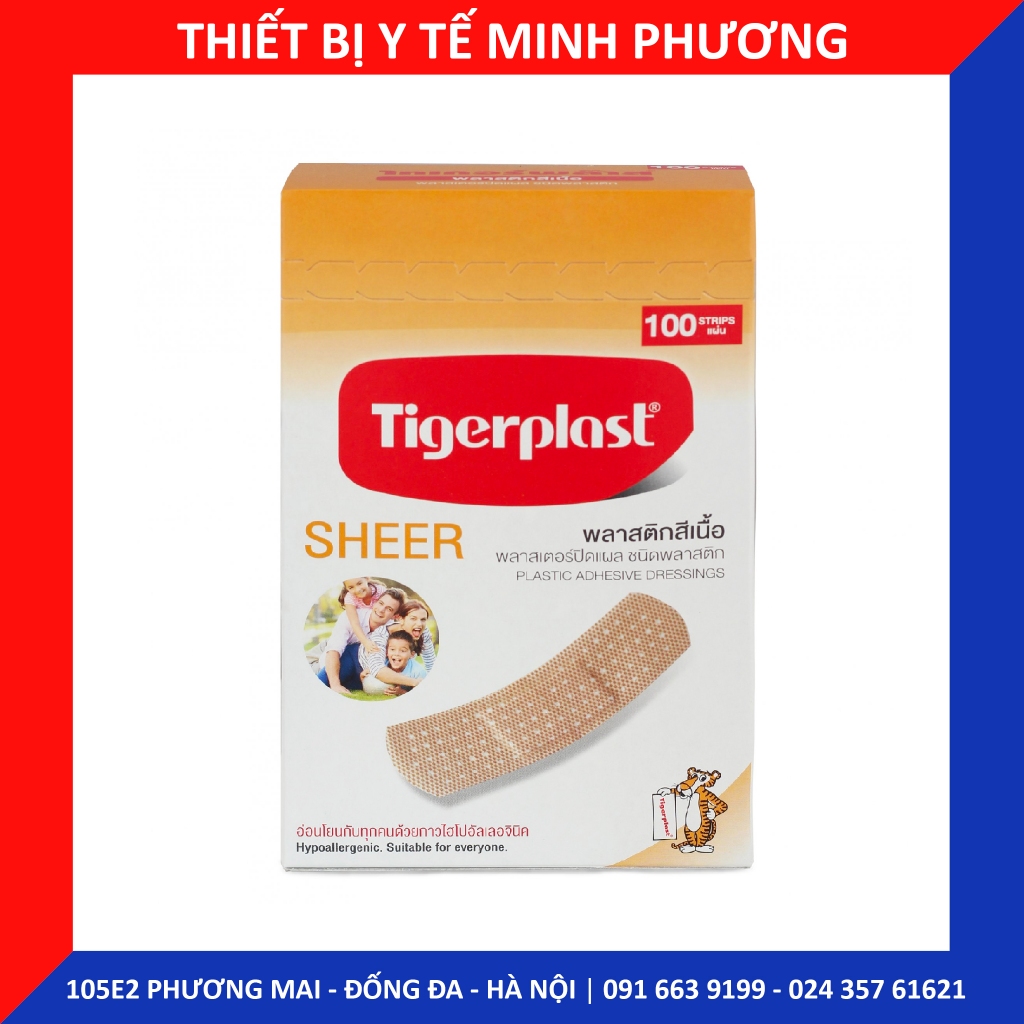 Băng cá nhân vải màu da TigerPlast (Hộp 100 miếng)