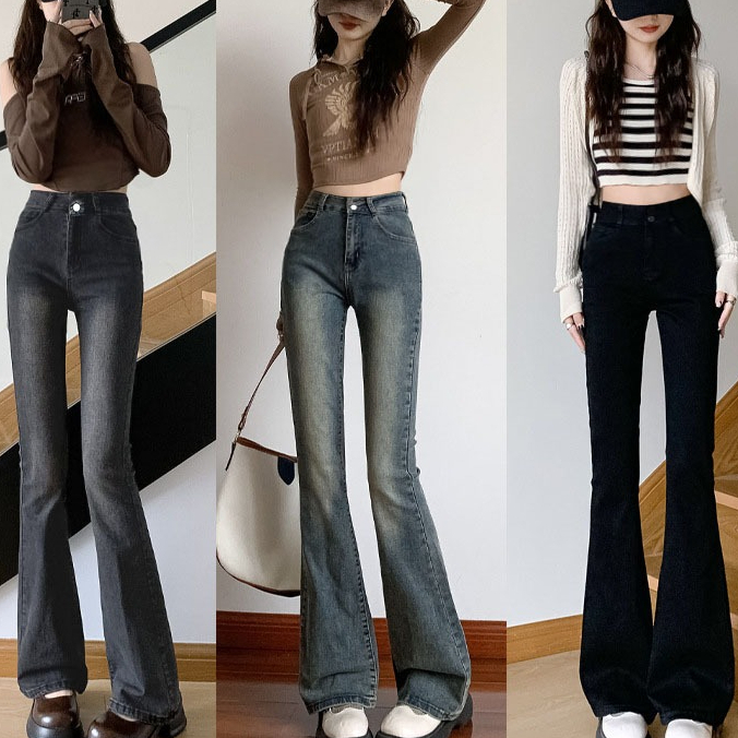 Quần jeans nữ ống loe co giã MIAA lưng cao ôm eo, quần bò jean nữ ống đứng rộng suông CẠP CAO cao cấp Hottrend 2023