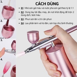 Máy phun sơn ombre nail tích điện cầm tay - Thiết bị phun oxy, máy phun sương sơn móng tay