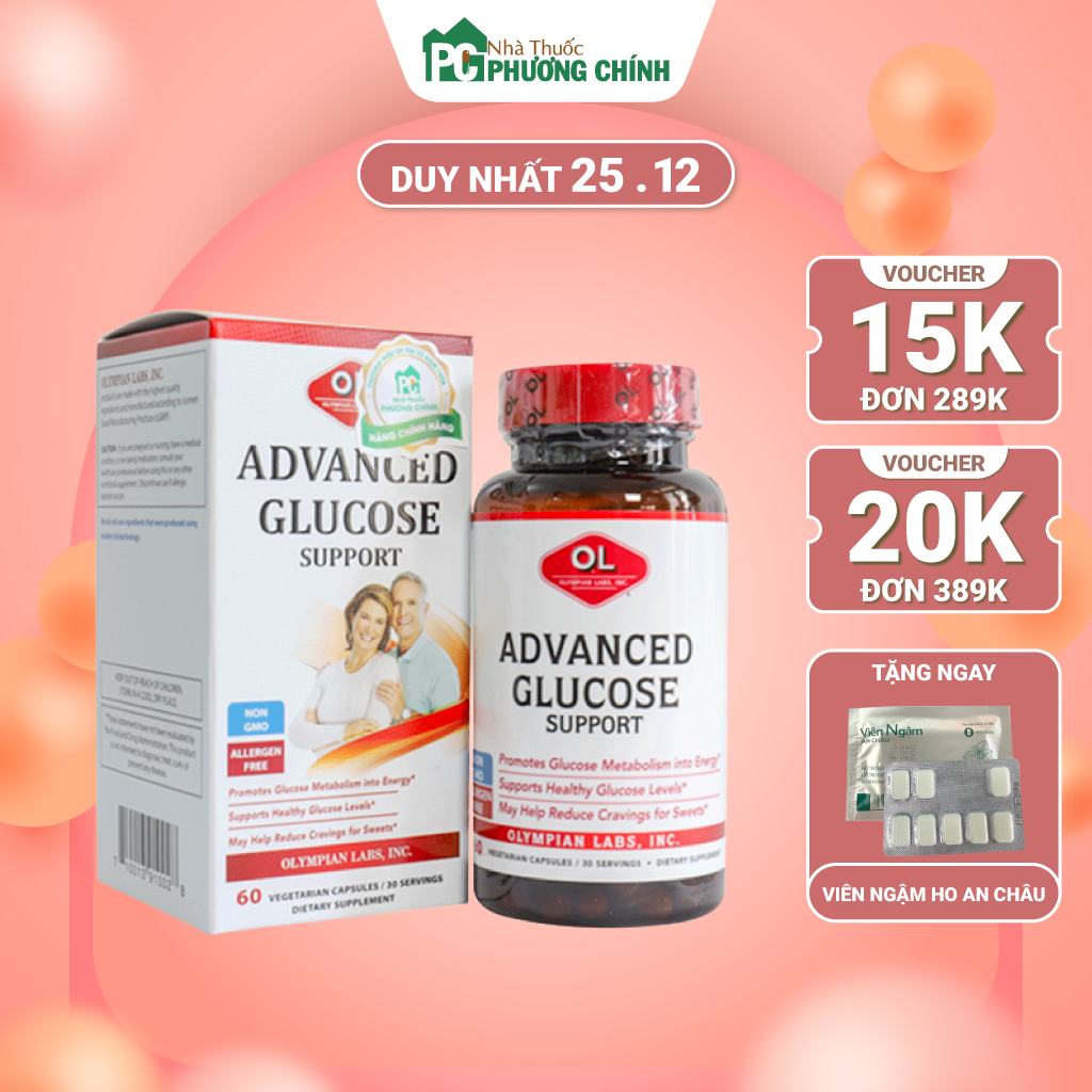 Viên Uống Tiểu Đường Advanced Glucose Support Olympian Labs - Ngăn Ngừa Nguy Cơ Biến Chứng Tiểu Đường