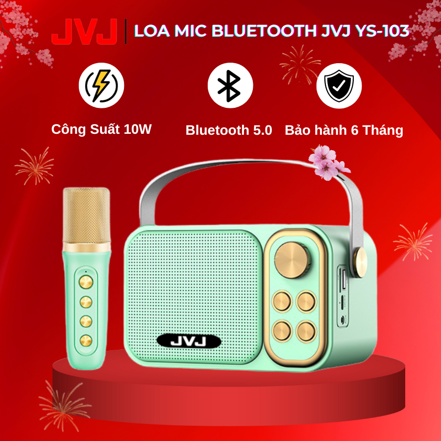 Loa bluetooth mini karaoke kèm mic JVJ YS-103 1 mic / Loa Ys-105 2 mic công suất 10W - Bảo hành chính hãng 06 Tháng