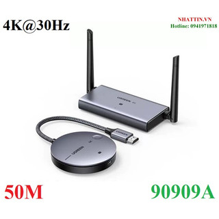 Bộ phát nhận tín hiệu hdmi+vga không dây 50m 4k@30hz sóng 2.4/5ghz ugreen 90909a cm586 cao cấp