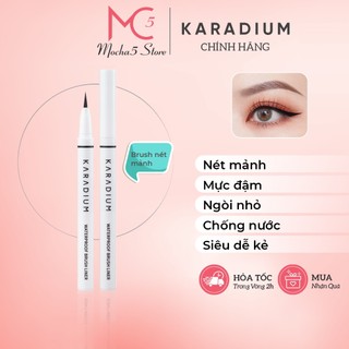 Kẻ dạ mắt Karadium Waterproof BRUSH LINER BLACK Vỏ Trắng nét mảnh chống trôi chống lem