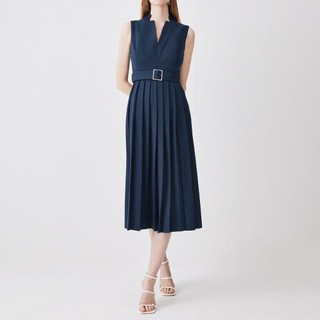Đầm midi t3d pleated sleeveless