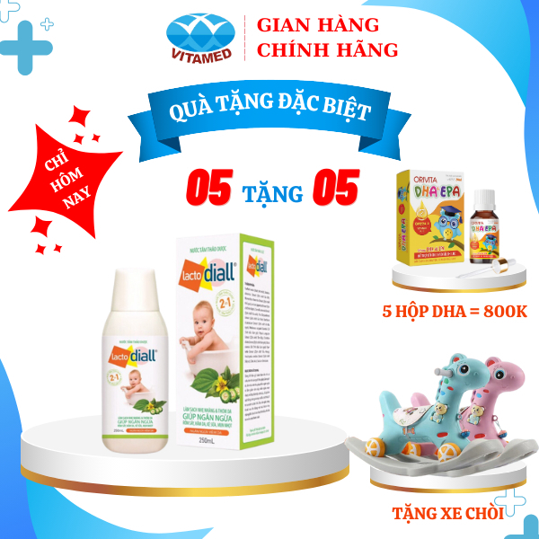 [ Combo Siêu Hấp Dẫn ] 5 Hộp LactoDiall Medical - Nước Tắm Thảo Dược Chai 250ML