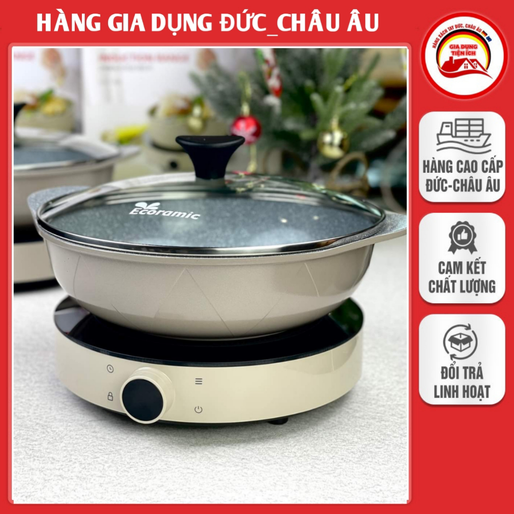 Bếp từ 2lock 2000W + nồi lẩu vân đá Eceramic 28cm From Korea, bền đẹp - Made in Korea