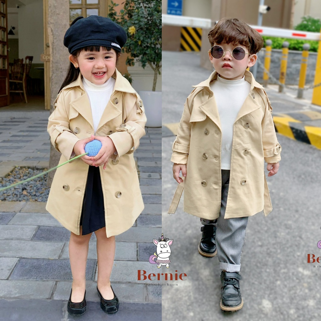 (Giá sốc) Áo khoác măng tô bé trai bé gái Bernie - Áo khoác dáng dài phong cách Hàn Quốc cho bé 11-27kg - 0823A001