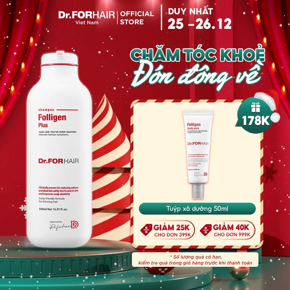 Dầu gội đầu hỗ trợ mọc tóc, giảm dầu giảm rụng tóc Dr.FORHAIR Folligen Plus Shampoo 500ml