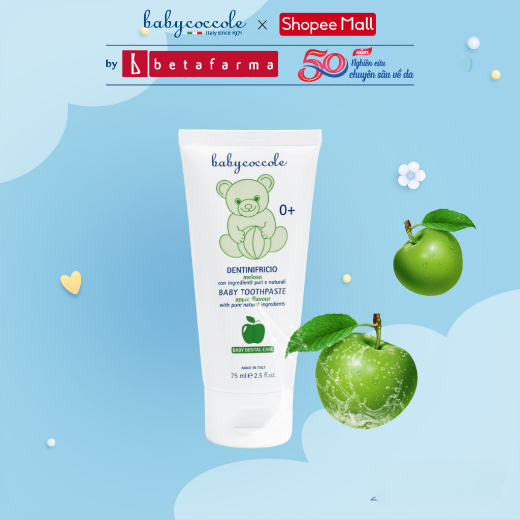 Kem đánh răng cho bé Babycoccole nuốt được hương táo 75ml