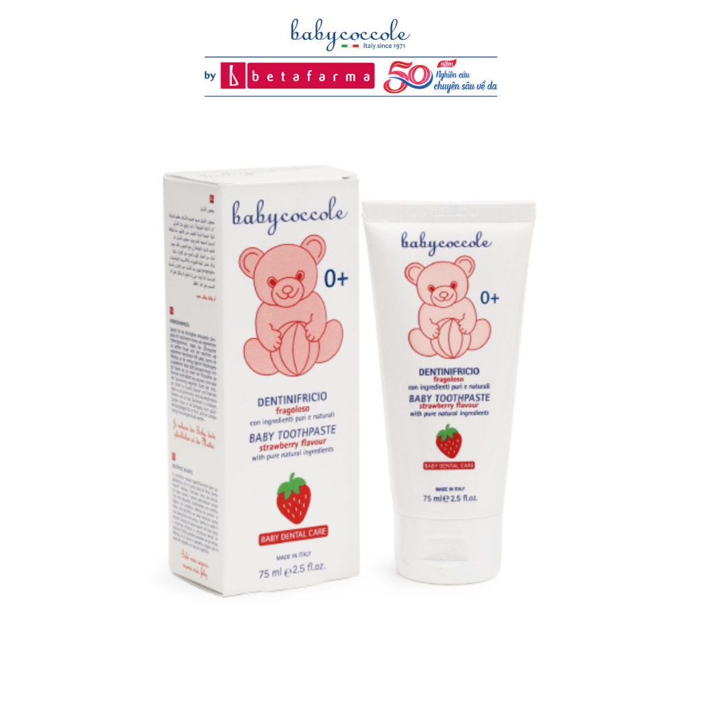 Kem đánh răng cho bé Babycoccole trẻ em nuốt được hương dâu 75ml