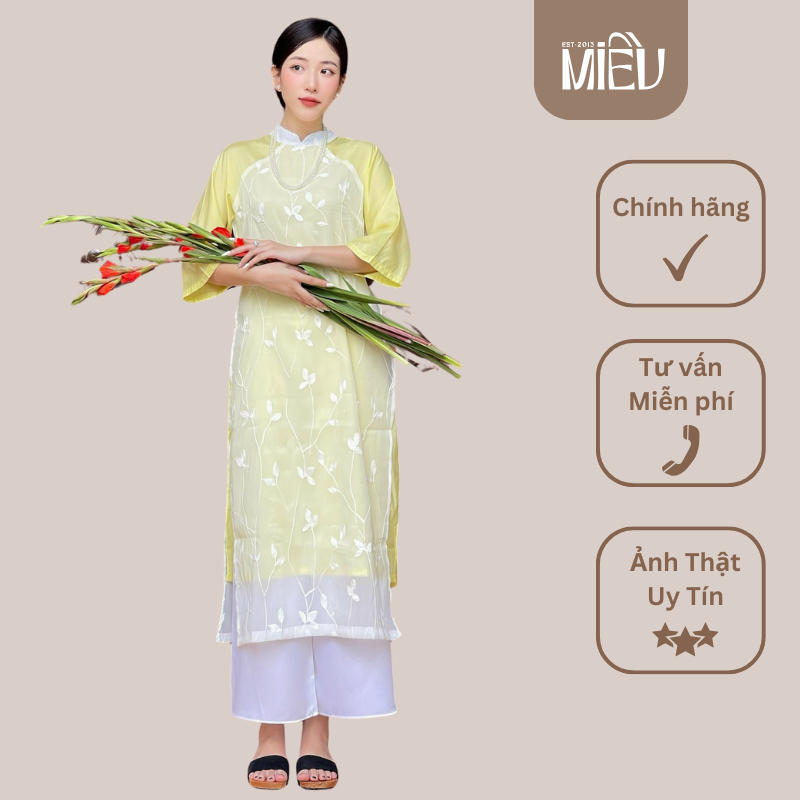 Áo dài cách tân nữ thích hợp đi chơi lễ tết kiểu truyền thống Đỗ Quyên Miều Est.2013