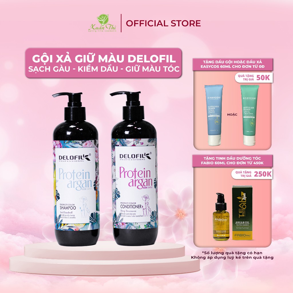Dầu gội, dầu xả giữ màu tóc nhuộm bền màu, lâu phai Delofil Protect Color 500ml - Mỹ phẩm Xuân Thì